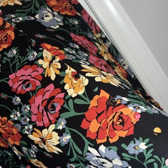 Elaine Rose multicolor Flower peasant blouse button details on back & sleeves XL - Picture 5 of 10